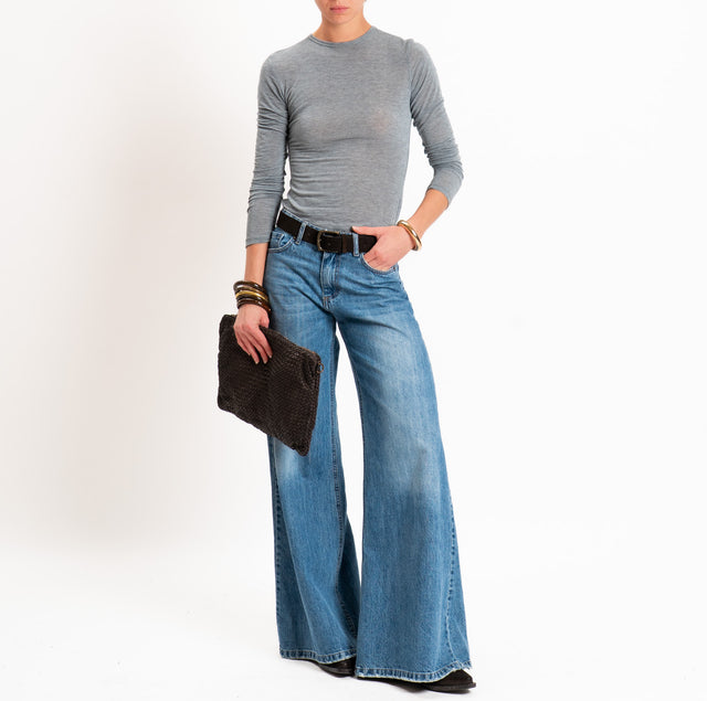 Zeroassoluto-T-shirt sottile girocollo MISTO CASHMERE - grigio melange