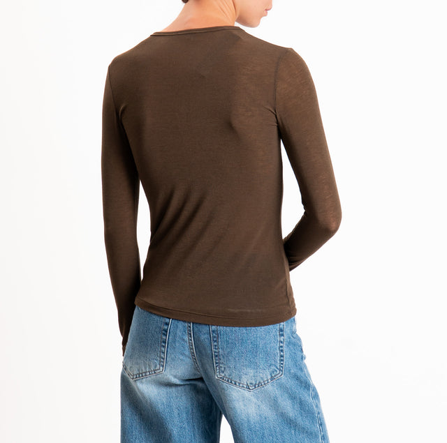 Zeroassoluto-T-shirt sottile girocollo MISTO CASHMERE - moro