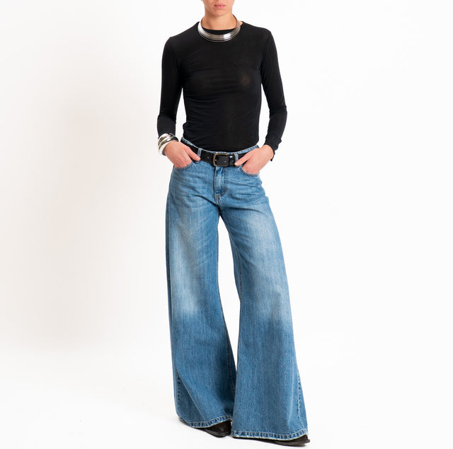 Zeroassoluto-T-shirt sottile girocollo MISTO CASHMERE - nero