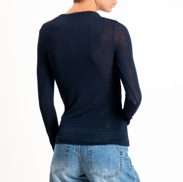 Zeroassoluto-T-shirt sottile girocollo MISTO CASHMERE - blu