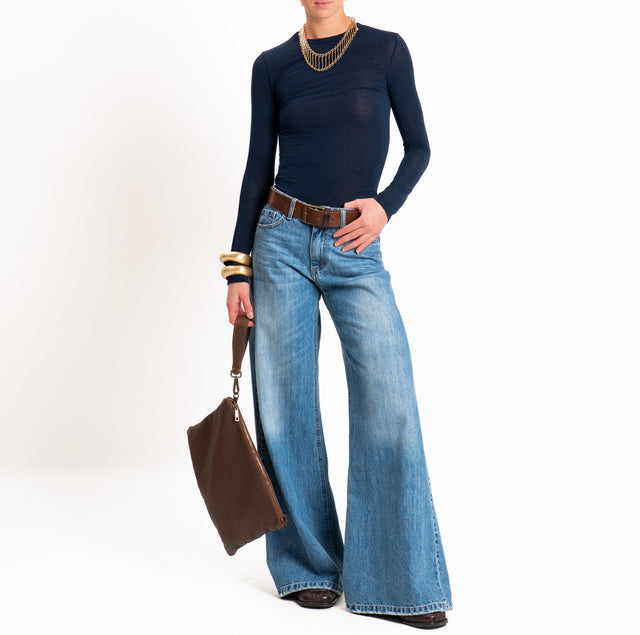 Zeroassoluto-T-shirt sottile girocollo MISTO CASHMERE - blu
