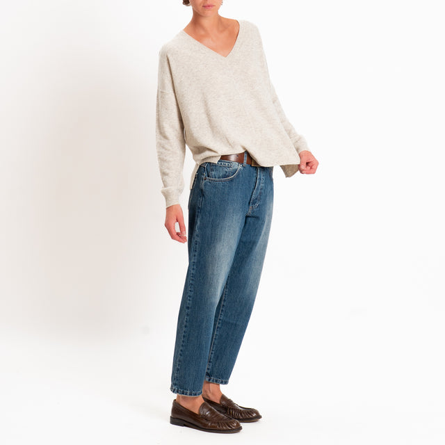 Zeroassoluto-Maglia 100% LANA MERINO scollo v - beige