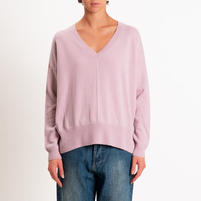 Zeroassoluto-Maglia 100% LANA MERINO scollo v - rosa