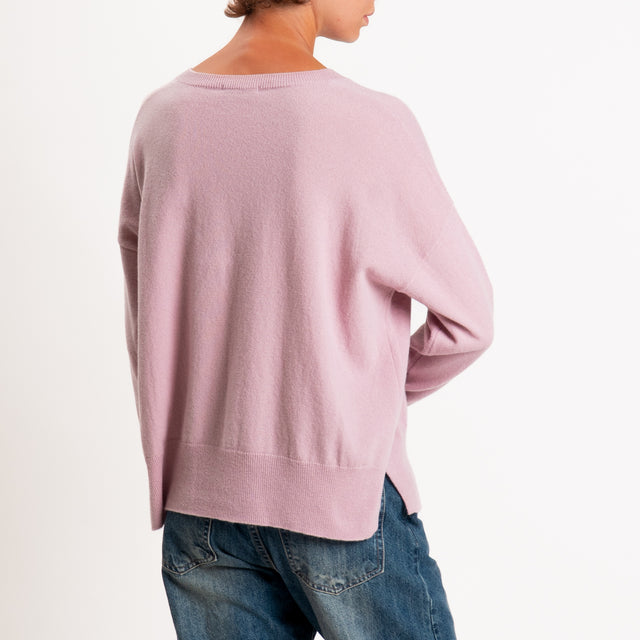 Zeroassoluto-Maglia 100% LANA MERINO scollo v - rosa