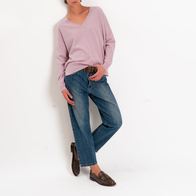 Zeroassoluto-Maglia 100% LANA MERINO scollo v - rosa