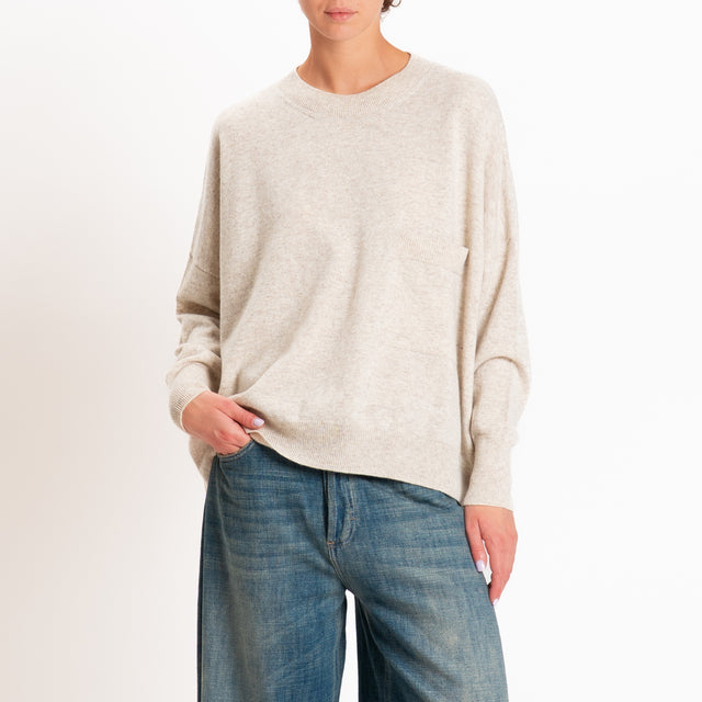 Zeroassoluto-Maglia 100% LANA MERINO con taschino - beige