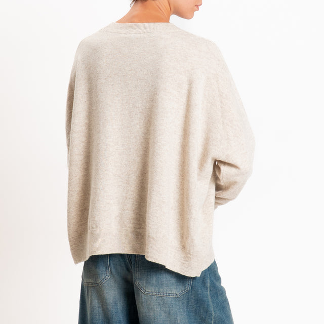 Zeroassoluto-Maglia 100% LANA MERINO con taschino - beige