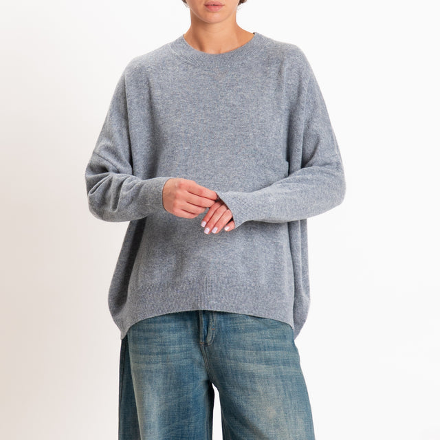 Zeroassoluto-Maglia 100% LANA MERINO con taschino - grigio melange