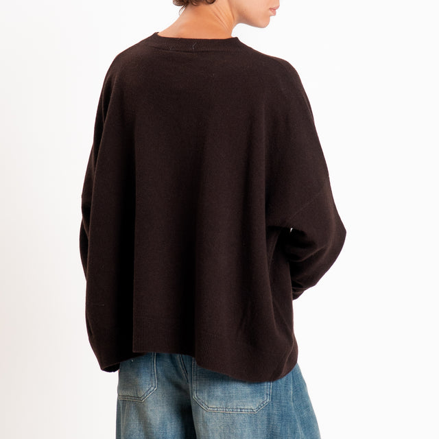 Zeroassoluto-Maglia 100% LANA MERINO con taschino - choco