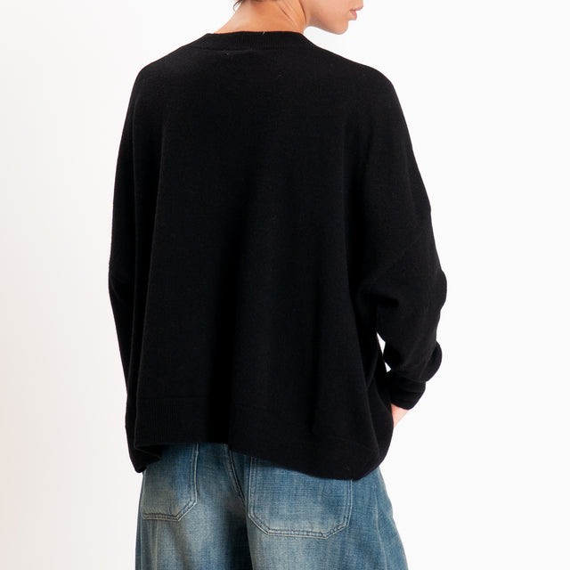 Zeroassoluto-Maglia 100% LANA MERINO SOFT con taschino - nero