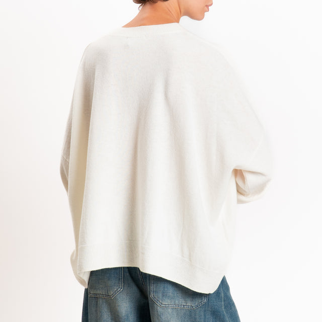 Zeroassoluto-Maglia 100% LANA MERINO con taschino - panna