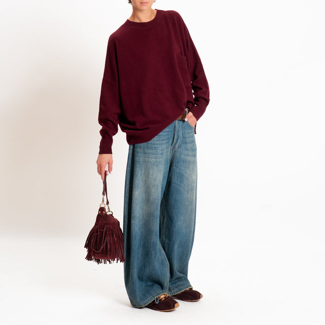 Zeroassoluto-Maglia 100% LANA MERINO con taschino - Bordeaux