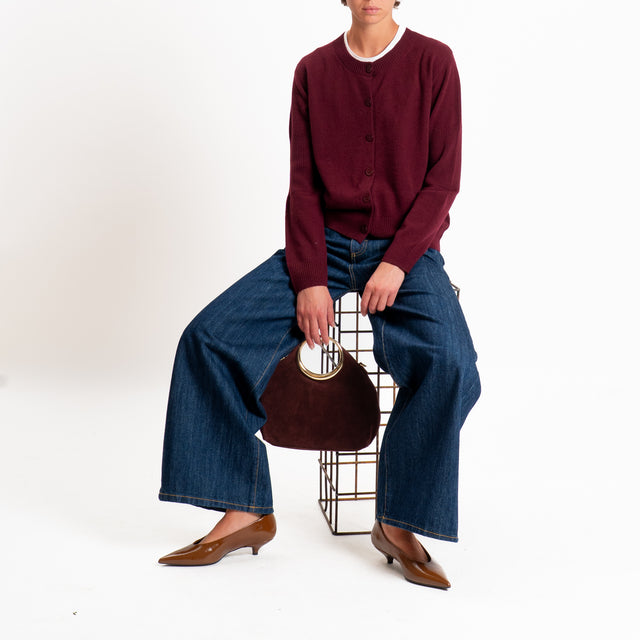 Zeroassoluto-Cardigan 100% LANA MERINO - Bordeaux