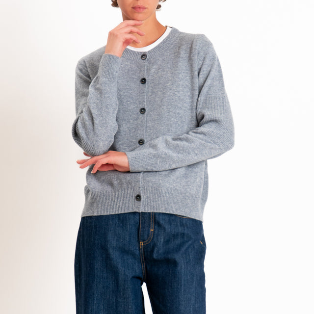 Zeroassoluto-Cardigan 100% LANA MERINO - grigio melange