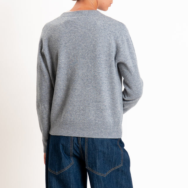 Zeroassoluto-Cardigan 100% LANA MERINO - grigio melange