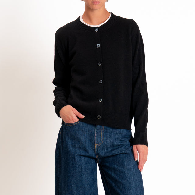 Zeroassoluto-Cardigan 100% LANA MERINO - Nero