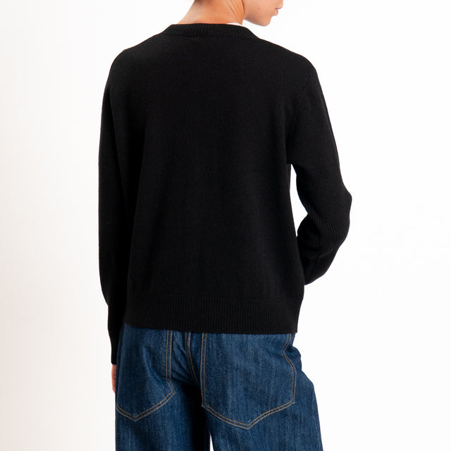 Zeroassoluto-Cardigan 100% LANA MERINO - Nero