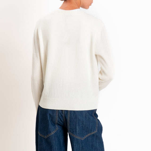 Zeroassoluto-Cardigan 100% LANA MERINO - panna