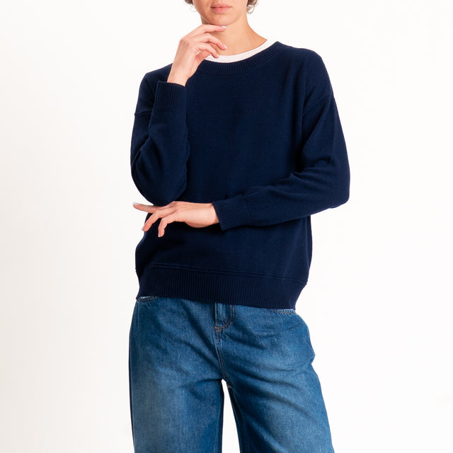 Zeroassoluto-Maglia girocollo 100% LANA MERINO - blu