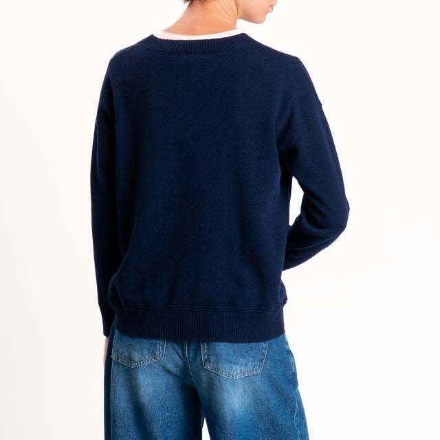 Zeroassoluto-Maglia girocollo 100% LANA MERINO - blu