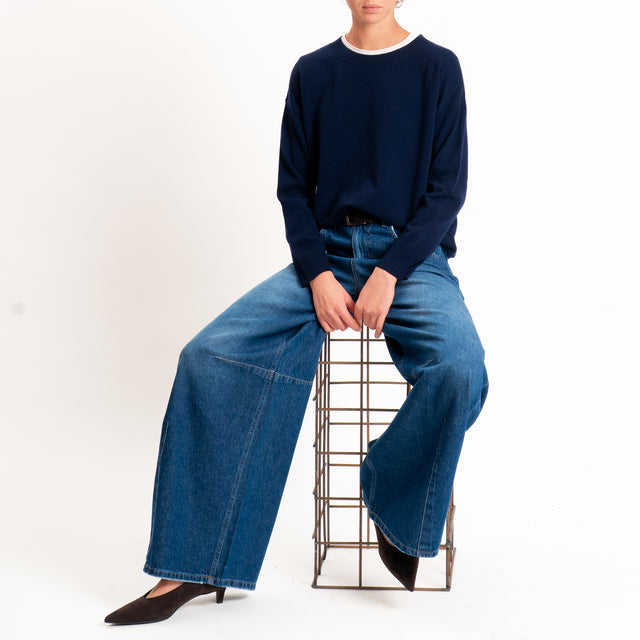 Zeroassoluto-Maglia girocollo 100% LANA MERINO - blu