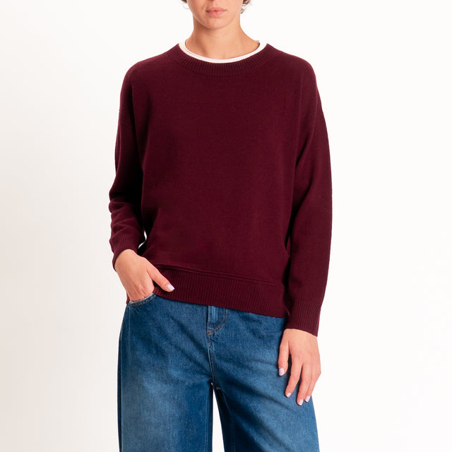 Zeroassoluto-Maglia girocollo 100% LANA MERINO - Bordeaux