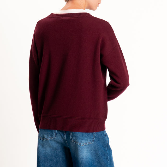 Zeroassoluto-Maglia girocollo 100% LANA MERINO - Bordeaux