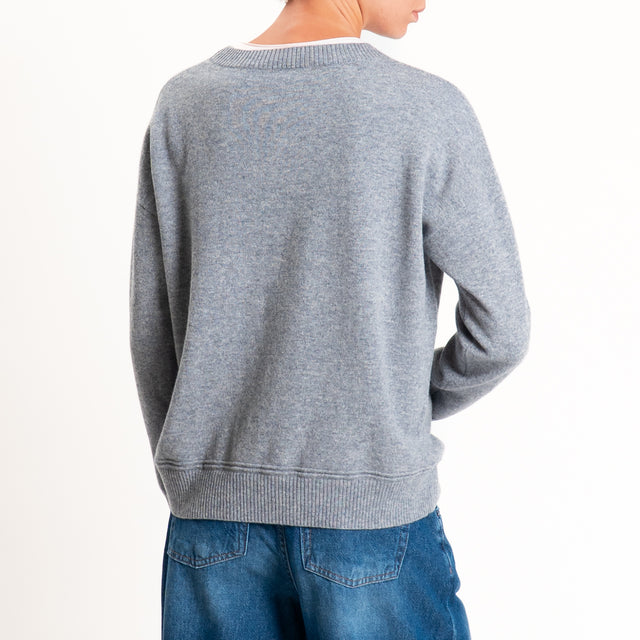 Zeroassoluto-Maglia girocollo 100% LANA MERINO - grigio melange