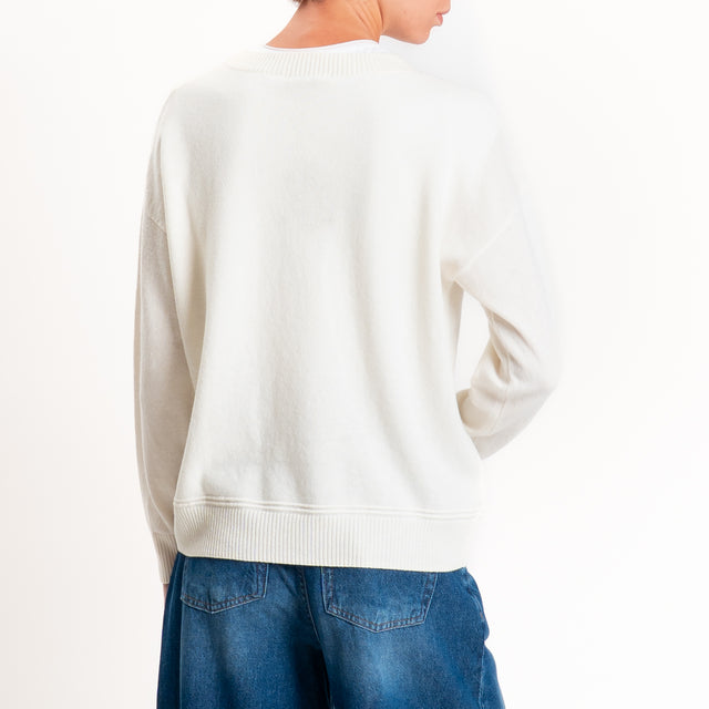 Zeroassoluto-Maglia girocollo 100% LANA MERINO - panna
