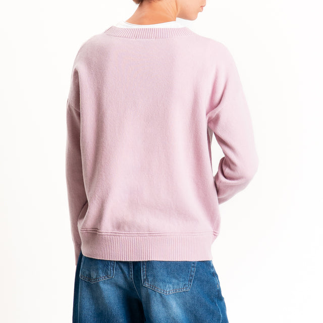 Zeroassoluto-Maglia girocollo 100% LANA MERINO - rosa