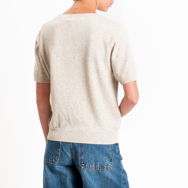 Zeroassoluto-Maglia 100% LANA MERINO mezza manica - Beige