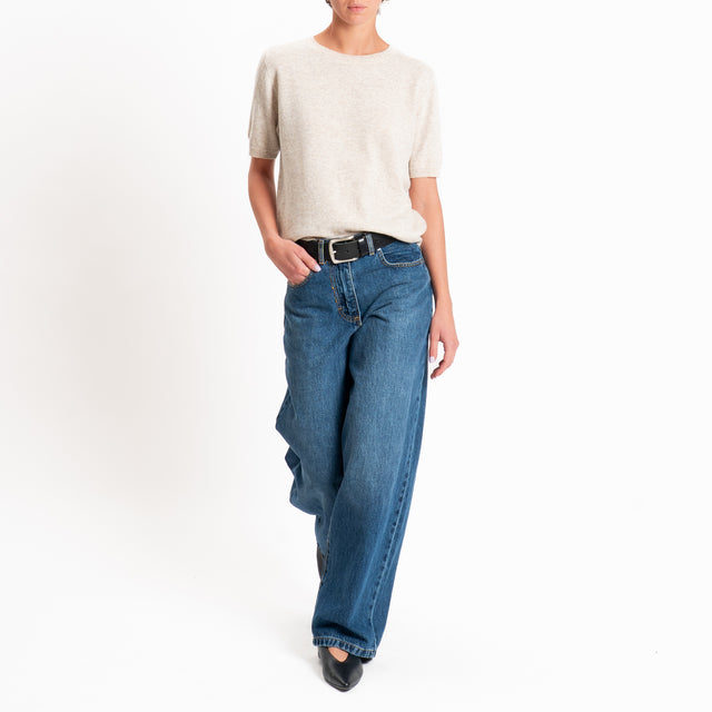 Zeroassoluto-Maglia 100% LANA MERINO mezza manica - Beige