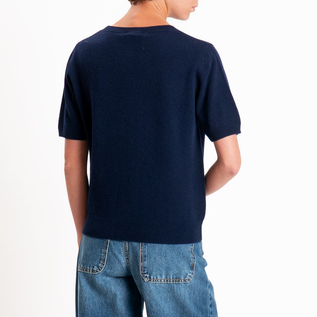 Zeroassoluto-Maglia 100% LANA MERINO mezza manica - Blu