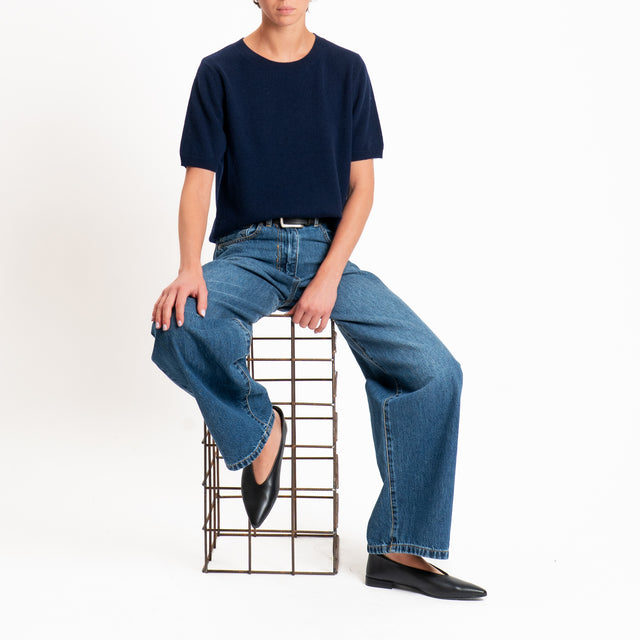 Zeroassoluto-Maglia 100% LANA MERINO mezza manica - Blu