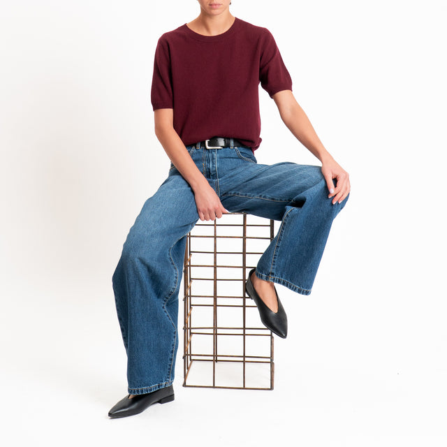 Zeroassoluto-Maglia 100% LANA MERINO mezza manica - Bordeaux