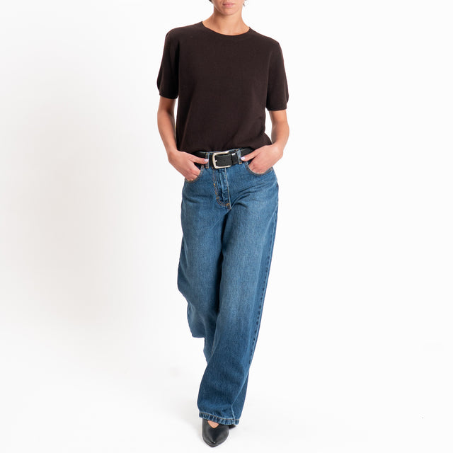 Zeroassoluto-Maglia 100% LANA MERINO mezza manica - choco
