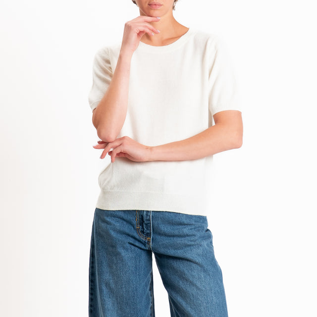 Zeroassoluto-Maglia 100% LANA MERINO mezza manica - panna