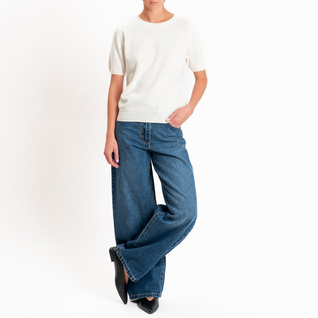 Zeroassoluto-Maglia 100% LANA MERINO mezza manica - panna