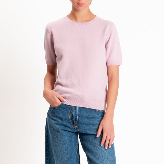 Zeroassoluto-Maglia 100% LANA MERINO mezza manica - rosa
