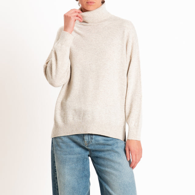 Zeroassoluto-Maglia collo alto 100% LANA MERINO - beige