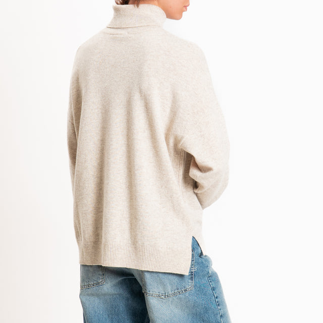 Zeroassoluto-Maglia collo alto 100% LANA MERINO - beige