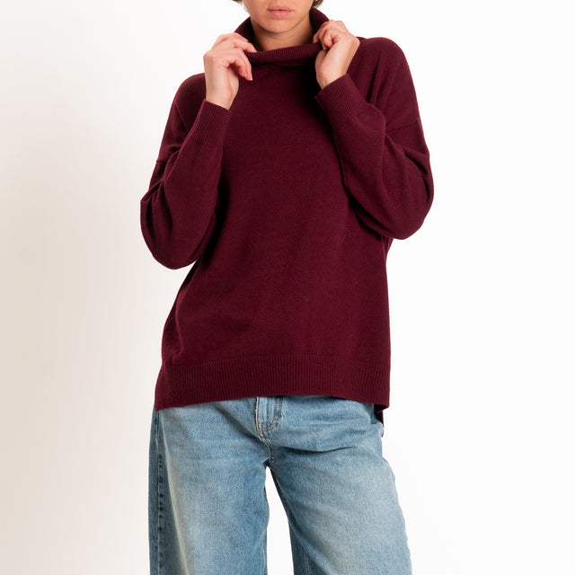 Zeroassoluto-Maglia collo alto 100% LANA MERINO - Bordeaux