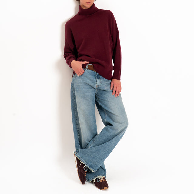 Zeroassoluto-Maglia collo alto 100% LANA MERINO - Bordeaux