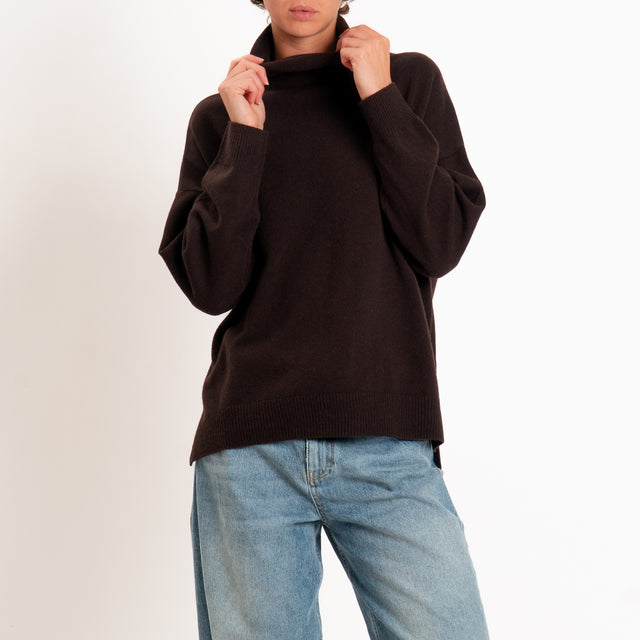 Zeroassoluto-Maglia collo alto 100% LANA MERINO - choco