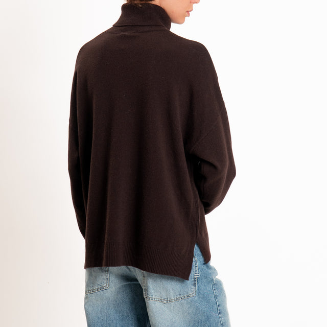 Zeroassoluto-Maglia collo alto 100% LANA MERINO - choco