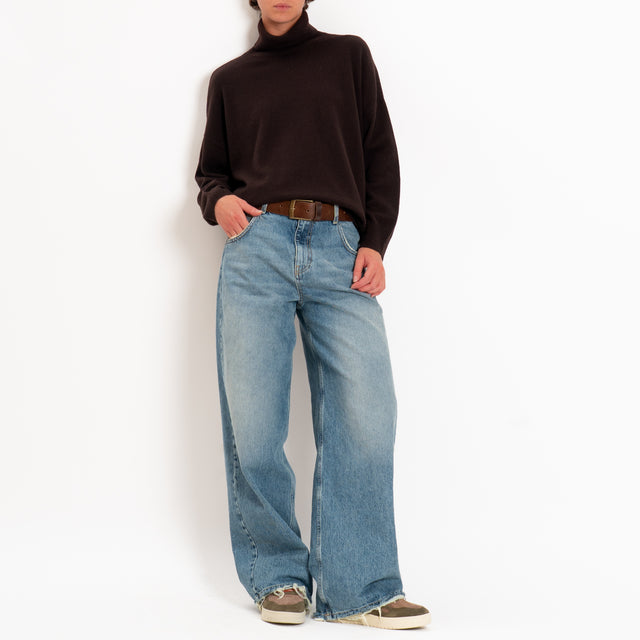 Zeroassoluto-Maglia collo alto 100% LANA MERINO - choco