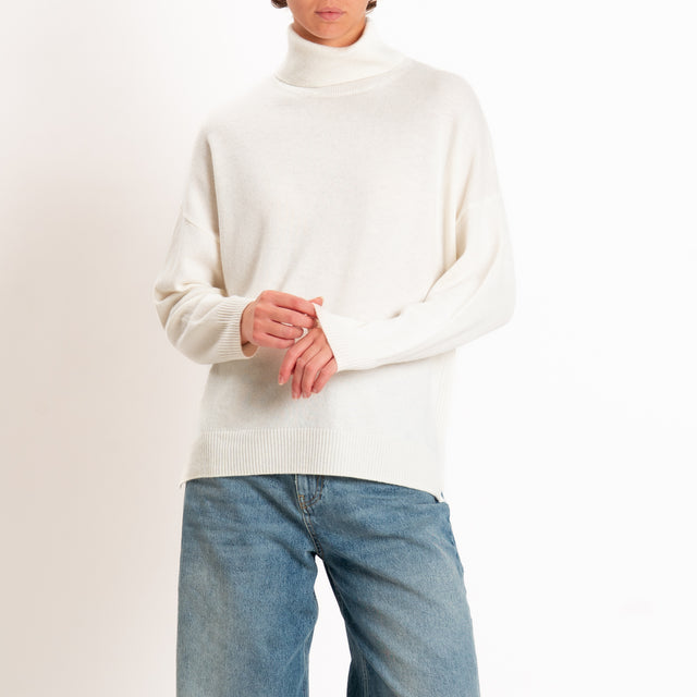 Zeroassoluto-Maglia collo alto 100% LANA MERINO - panna