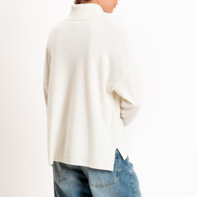 Zeroassoluto-Maglia collo alto 100% LANA MERINO - panna
