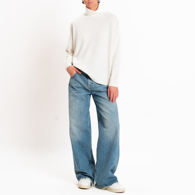 Zeroassoluto-Maglia collo alto 100% LANA MERINO - panna