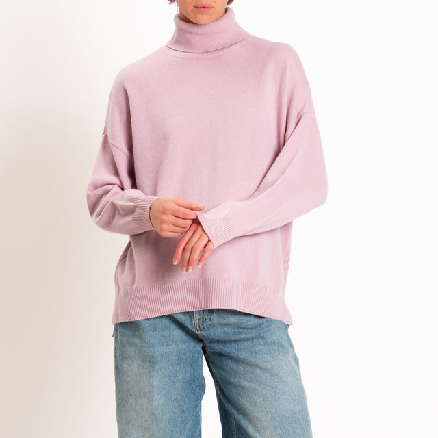 Zeroassoluto-Maglia collo alto 100% LANA MERINO - rosa